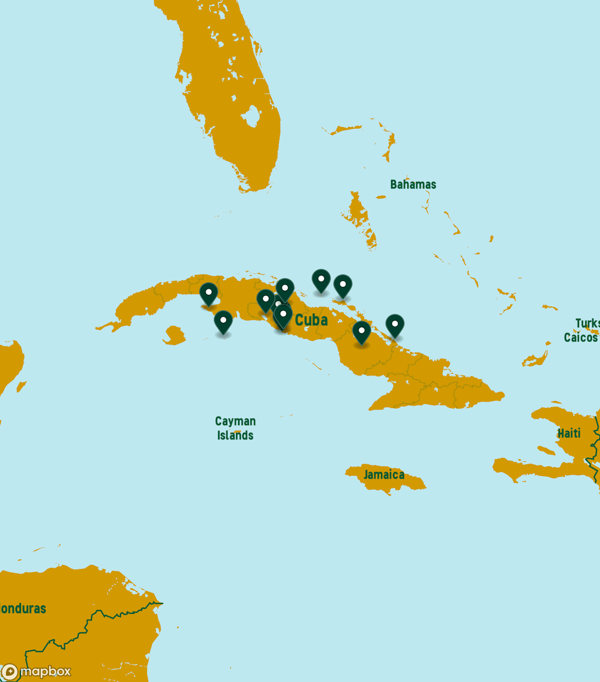 Cuba Destinations Map