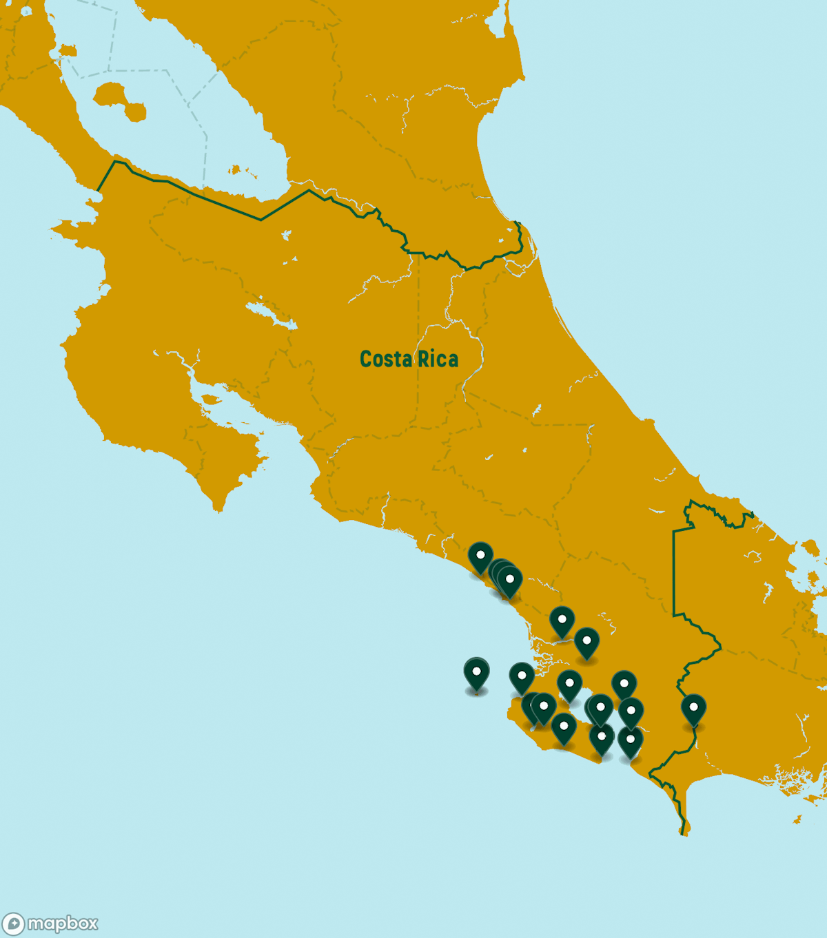 Costa Rica Destinations Map