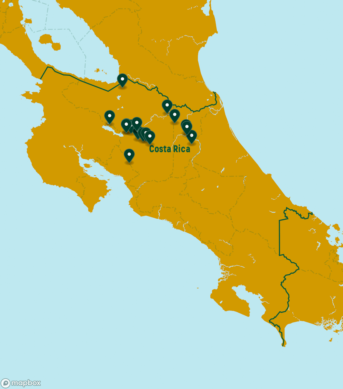 Costa Rica Destinations Map
