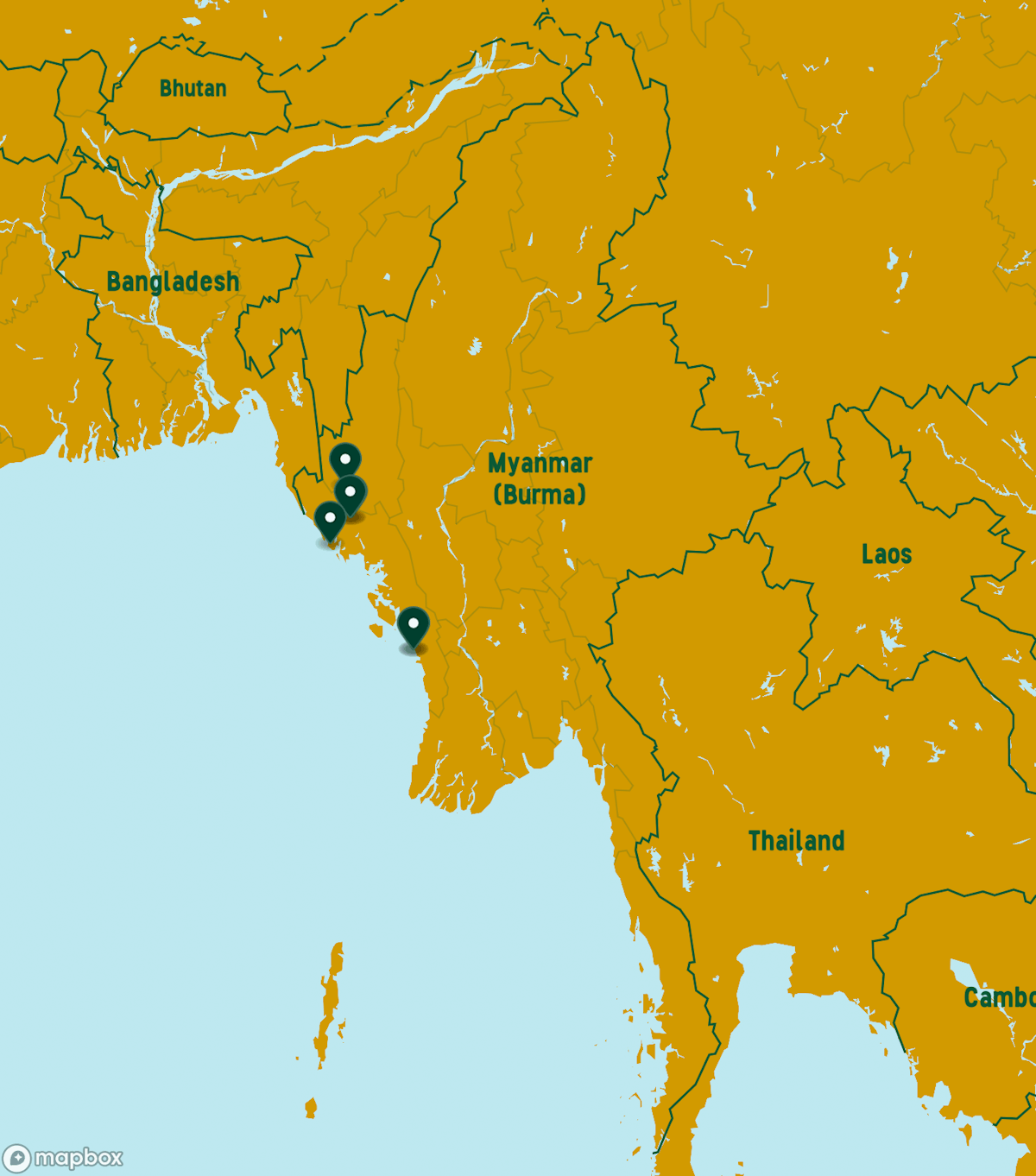 Myanmar Destinations Map