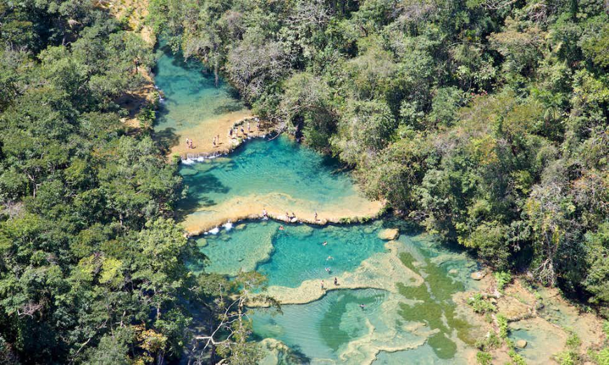 Belize and Guatemala Itinerary Image: An aerial view of Semuc Champey's natural pools.