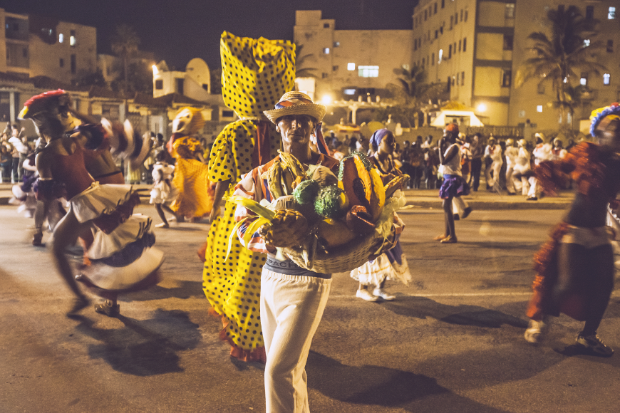 Salsa Dancing in Cuba Image: A nighttime scene from carnival—colorful dancing in the streets. 